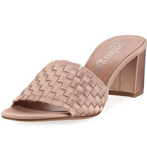 Pedro Garcia 
Blush Pink Woven Satin 
Xian Block Heel Slide Sandals
Size 36